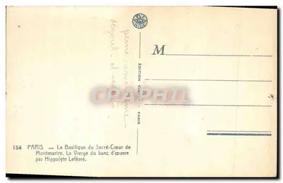 La Virgen del banco de trabajo — Basílica del Sagrado Corazón de Montmartre — Edición Cimière — Reverso