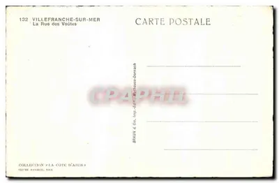 Villefranche-sur-Mer — La Rue des Voutes — Braun & Cie, uitg. Mulhouse-Dornach — Achterkant