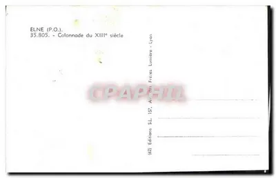 Elne (P.O.) — Colunata do Século XIII — Edições dos Irmãos Lumière, Lyon, n° 35.805 — Verso