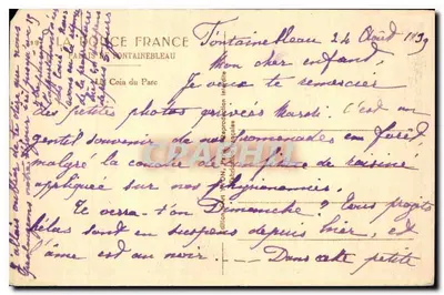Fontainebleau — O Canto do Parque — Editor: La Police France — Verso