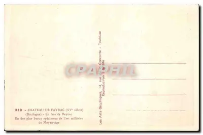 Zamek Fayrac — Dordogne — Arts Graphiques, 14 rue de la Concorde, Toulouse — Rewers