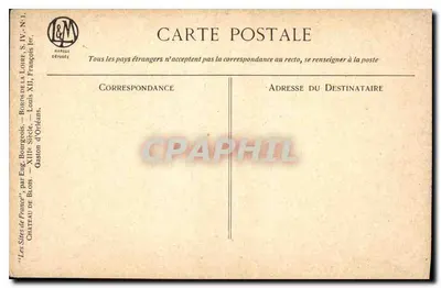 Blois — O Castelo — Editor Eug. Bourgeois, série IV-N°1 — Verso