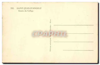 Saint-Jean-d'Angély — Entrada do Colégio — Edições Artísticas, Marius Carrière - Niort — Verso