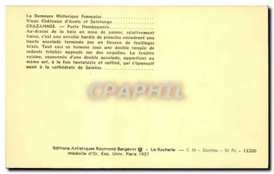 Craonnnes — Porta flamboyante — Edições Artísticas Raymond Bergevin — Verso