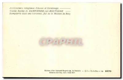 Igreja de Dampierre-sur-Boutonne — Arquitetura religiosa de Aunis e Saintonge — Éditions d'Art Raymond Bergevin — Verso