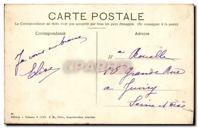 Ruínas do Castelo Forte de Montlhéry — editor M. Trianon, n° 1183 — Verso