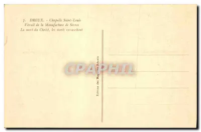 La morte del Cristo, i morti risorgono — Vetro dipinto della Cappella Saint-Louis, Dreux — Edizione dei Magasins Réunis — Verso