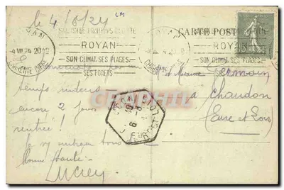 Ilha de Oléron — ST-PIERRE — A Lanterna dos Mortos — Édit Baudet, Pap.-Tabacs, n°59 — Verso