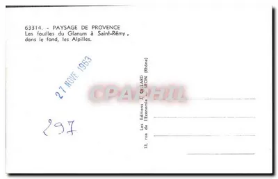 As escavações de Glanum em Saint-Rémy — no fundo, as Alpilles — As Edições J. Cellard — Verso