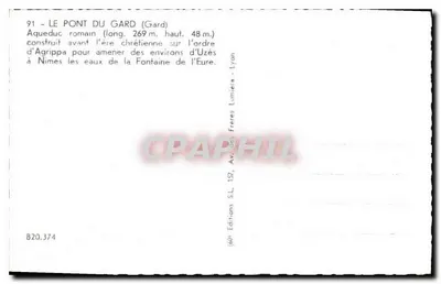 Pont du Gard — Rzymski most wodociągowy — Éditions SL, Lyon — Rewers