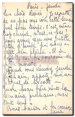 Arleuf — A Rocha de Pouilly — Bilhete postal antigo — Verso