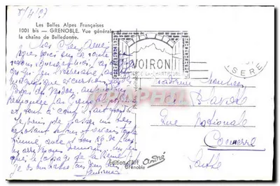 Grenoble — Ogólny widok i łańcuch Belledonne — Wydawnictwo Sztuki Grenoble — Rewers