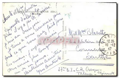 Szpital Wojskowy w SOUGE (Gir.) — Wydawnictwo LASSALLE — n° 57-B.I.-C.A. Crepy-En-Valois — Rewers