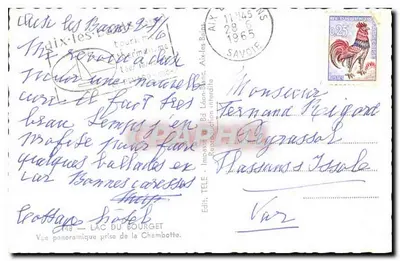 Jezioro Bourget — widok panoramiczny z Chambotte — Wyd. TÉLÉ — Rewers