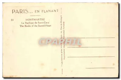 Montmartre — Basilica del Sacro Cuore — Edizioni d'Arte Yvon — Verso