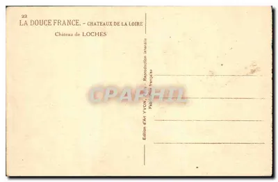 Zamek w Loches — Delikatna Francja — Wydawnictwo Sztuki YVON, Paryż — Rewers