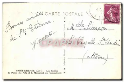 Saint-Étienne — Pałac Sztuki i Pomnik Weteranów — kolekcja Brunel — Rewers