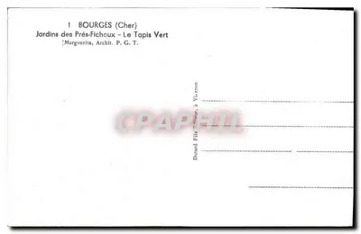 Bourges (Cher) — Ogród Prés-Fichaux — Tapis Vert — wydawca Durard Fils — Rewers