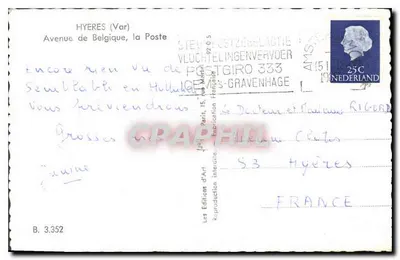 Hyères — Avenue de Belgique — Les Éditions d'Art — Verso