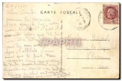 Le Monastier (Hte-Loire) — Vista geral e pastagem no caminho do Mont — editor Léon Marguerite, n° 10915 — Verso