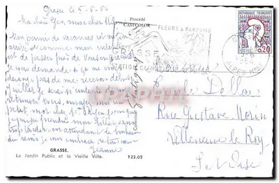 Grasse — Widok na Publiczny ogród i Stare Miasto — Ragonnard — Rewers