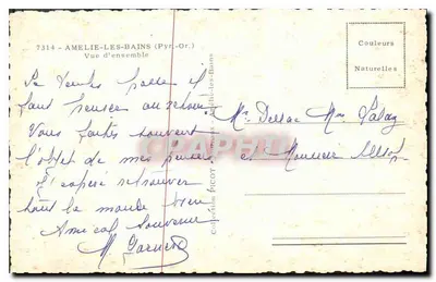 Amélie-les-Bains (Pyr.-Or.) — Overview View — Publisher Picot, no. 7314 — Back