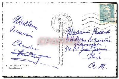 Béziers — Vista Geral — Sté das Cartas Postais APA — Verso