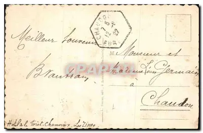 Chamonix (Alta Saboia) e a Cadeia das Agulhas — editor Fournas, n° 900 — Verso