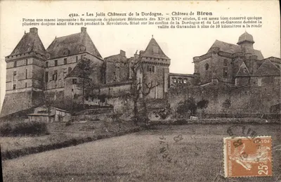 Bilhete postal antigo Os lindos castelos da Dordogne Castelo de Biron