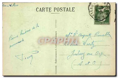 Fronteira Franco-Suíça — Bassins do DOUBS — Editor C. Larder - Ménagyon, n° 881 — Verso