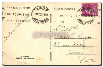 Tarbes - La Cathédrale — éditeur Tito, imprimée sur la carte — Reverso