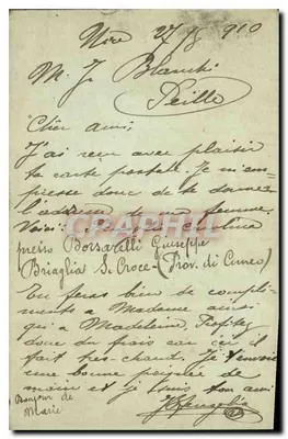 Karta pocztowa z Nicei — 27 sierpnia 1910 — wydawca nieznany, nr 005 — Rewers