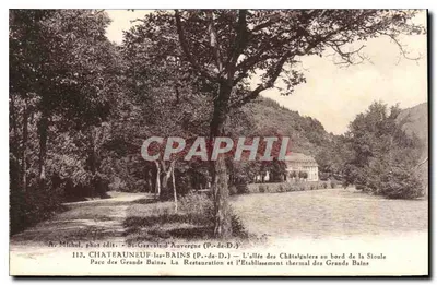 Châteauneuf-les-Bains — A avenida dos Castanheiros à beira da Sioule — A. Michel, fot. edit., St-Gervais-d'Auvergne (P.-de-D.)