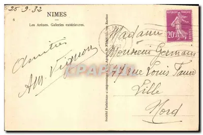 Nîmes — Les Arènes. Galeries extérieures. — Spółka Paryska Drukarni, Agencja w Nîmes — Rewers
