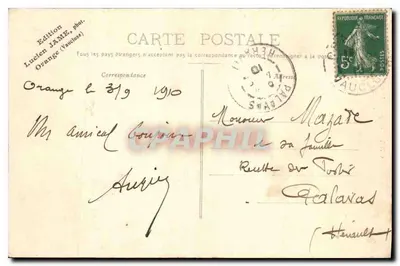 Orange — Arc de Triomphe (Strona Północna) — Wydawnictwo Lucien JAME (Vaucluse) — Rewers
