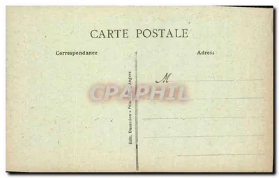 Angers — Logis Barrault — widok wnętrza dziedzińca z statuą — wydawca Ducardon & Fils — Rewers