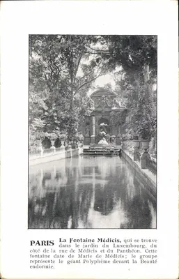 Paris — A Fonte Médicis no jardim do Luxembourg — texto impresso
