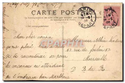 Paris — Avenida do Bois de Boulogne — Bilhete postal antigo — Verso