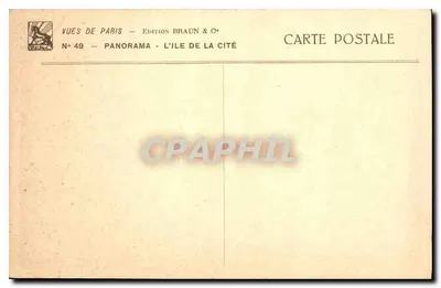 Paryż — Widok panoramiczny z Wyspy Świętego Jana — Wydawnictwo Braun & Cie, N° 49 — Rewers
