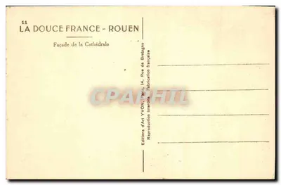 Rouen — Façada Katedry — Wydawnictwo Art YVON — Rewers