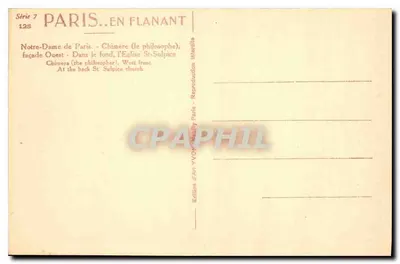 Notre-Dame de Paris — Chimère (o filósofo) — Edição d'Art YVON Paris — Verso