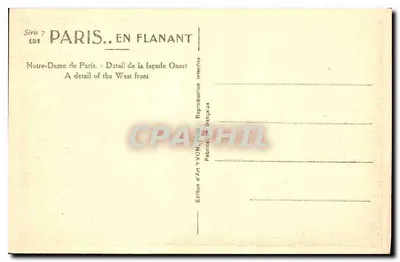Notre-Dame w Paryżu — Szczegół fasady zachodniej — Wydawnictwo YVONI, Francja — Rewers