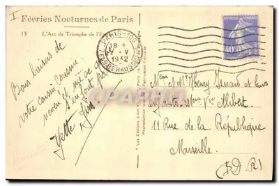 Arc de Triomphe — Night View — Les Éditions d'Art Yvon, n°13 — Back