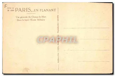 Champ-de-Mars — Vista geral — Edição de Arte YVON, N° 196 — Verso