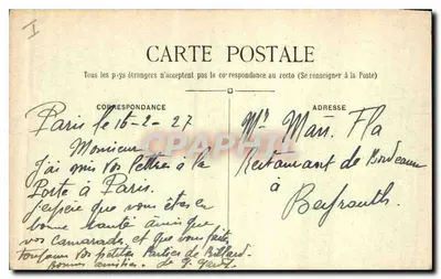 Paris – Nossa Senhora – Chiméricas e Gargalos – C. M. n°1761 — Verso
