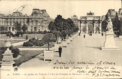 PARIS — O Jardim das Tuileries e o Arco do Triunfo do Carrousel — F.B. Dupuygron