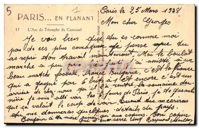 Paryż — Arc de Triomphe du Carrousel — Wydawca R. Mariel, nr 17 — Rewers