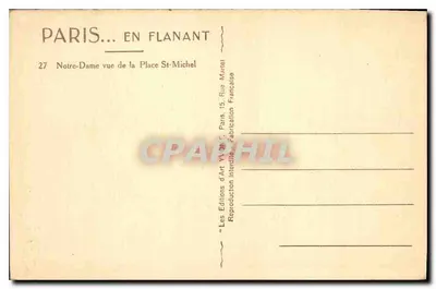 Notre-Dame w Paryżu — widok z Place Saint-Michel — Éditions d'Art Martel — Rewers