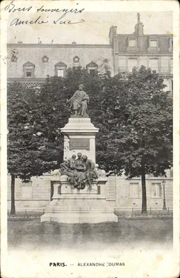 Bilhete postal antigo Paris Alexandre Dumas