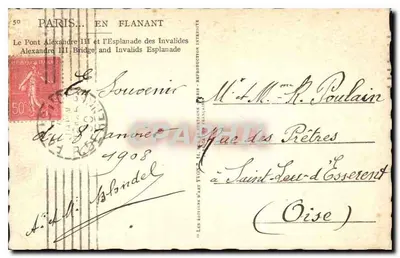 Most Alexandre III i Esplanada Invalidów — Wydawnictwo Art Flanant, nr 50 — Rewers